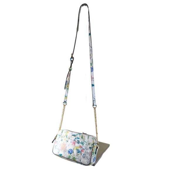 Aldo Flora Small Crossbody Purse w/Chain Strap White Floral Print - Picture 4 of 9